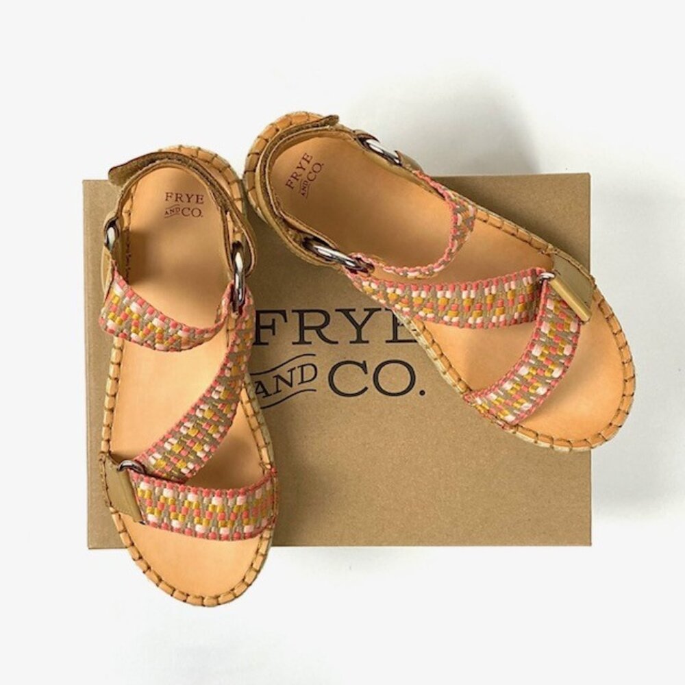 New Frye & Co. Asymmetrical Multi Media Sandal, Peach Multi, 7.5